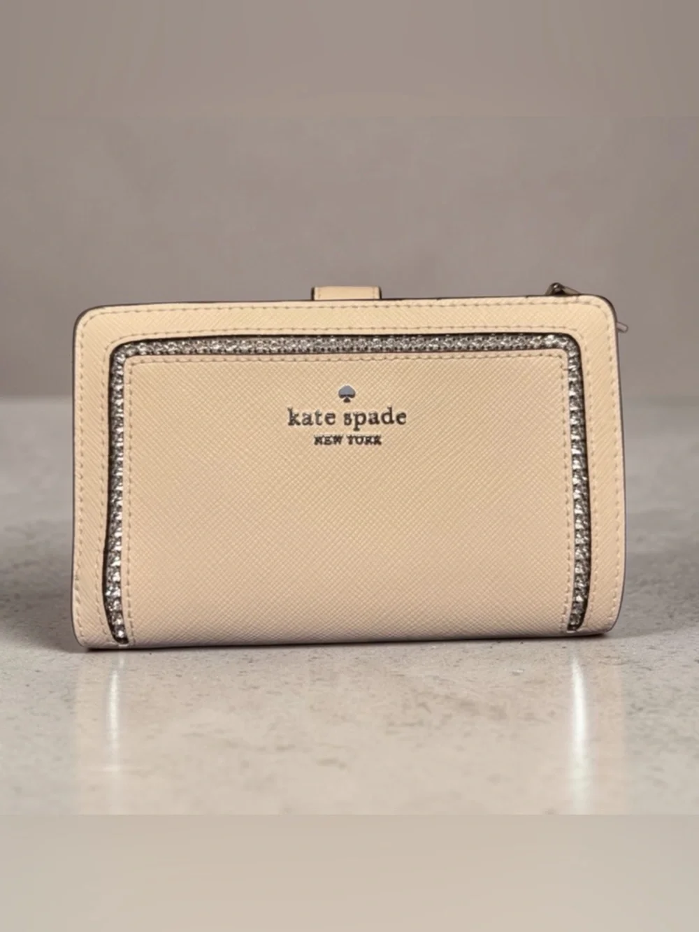Kate Spade Meringue Madison Wallet with Silver Rhinestone Accents